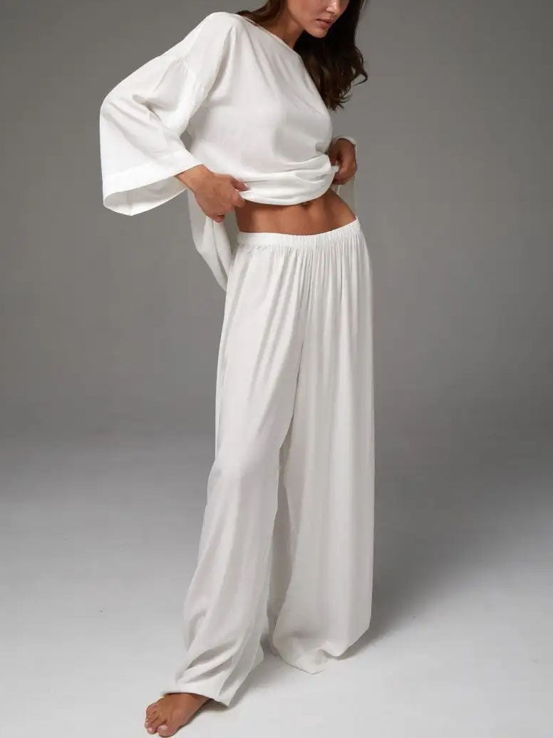 Комплект spot cross-border French minimalist style laid-back casual loose top trousers women's suit