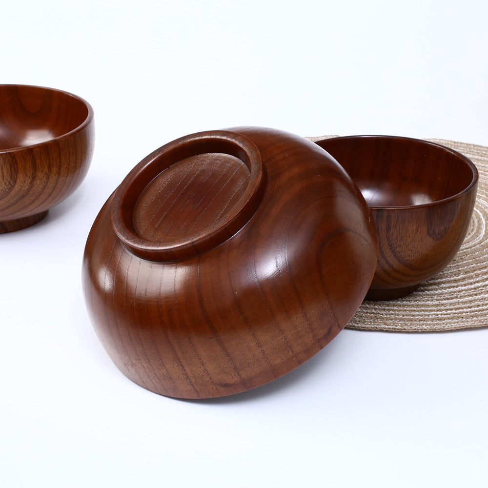 New Chinese Style Whole Wood Sour Jujube Wood Bowl Instant Noodle Bowl Soup Bowl Adult Children's Large Small Heat Insulation Drop Resistant Wholesale Tableware