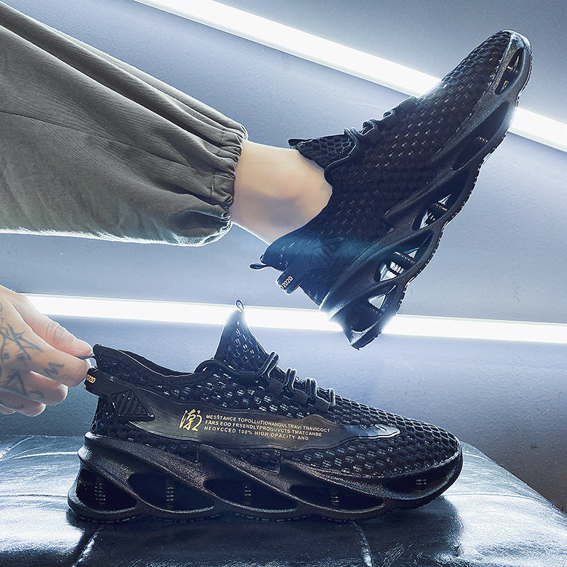 Men's ShoesSummer Sports, Breathable Mesh, Cutout Casual Shoes, Men's Heightened Shock Absorber, Single Net Thin Running Trendy Shoes