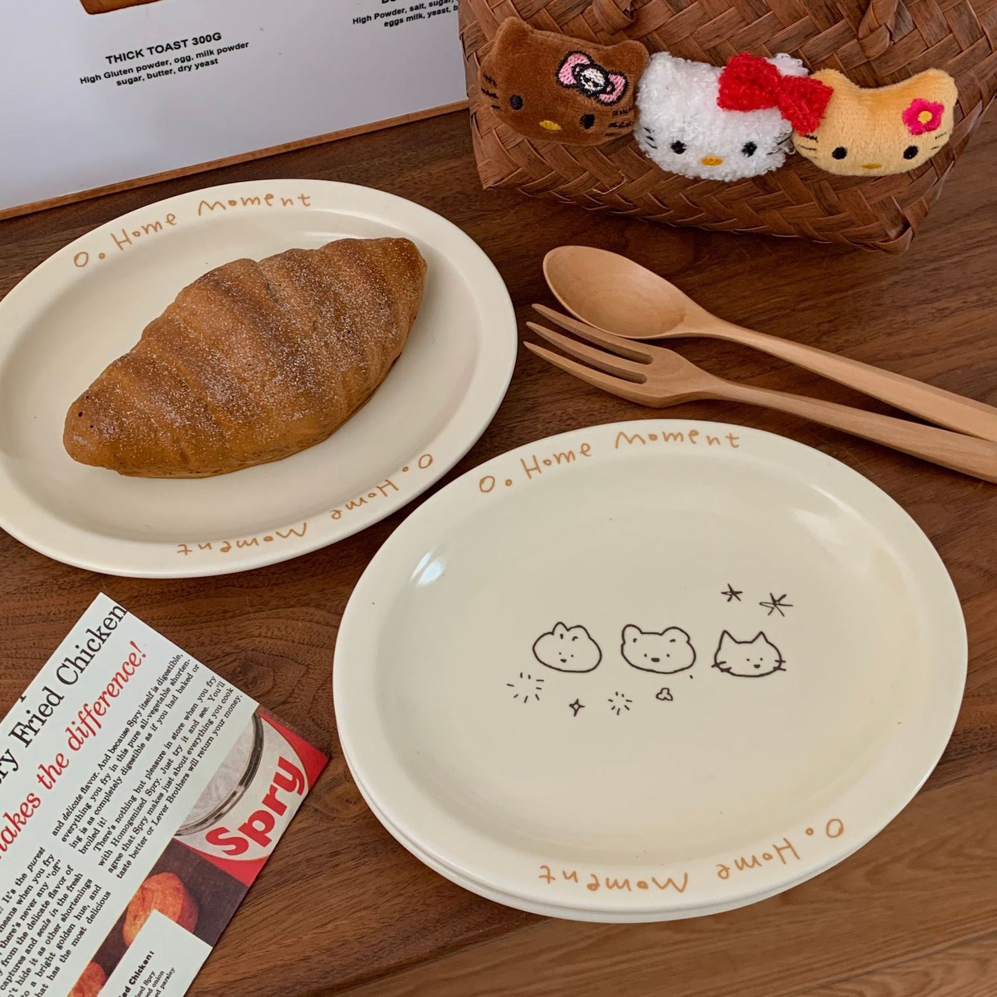 Cream star cat ins style Korean illustration animal disc high-value salad breakfast fruit dessert plate