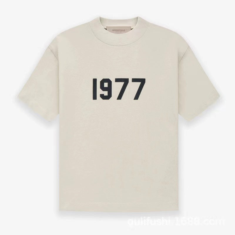 1977 Iron Black Essentials Short Sleeve Men's T-Shirt Trendy Brand Fog High Street 2022 Spring Summer Ningbo Quality Original Factory