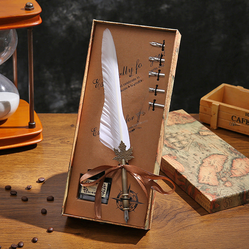 Amazon's hot new dipping quill gift box vintage quills calligraphy pen set New Year's gift