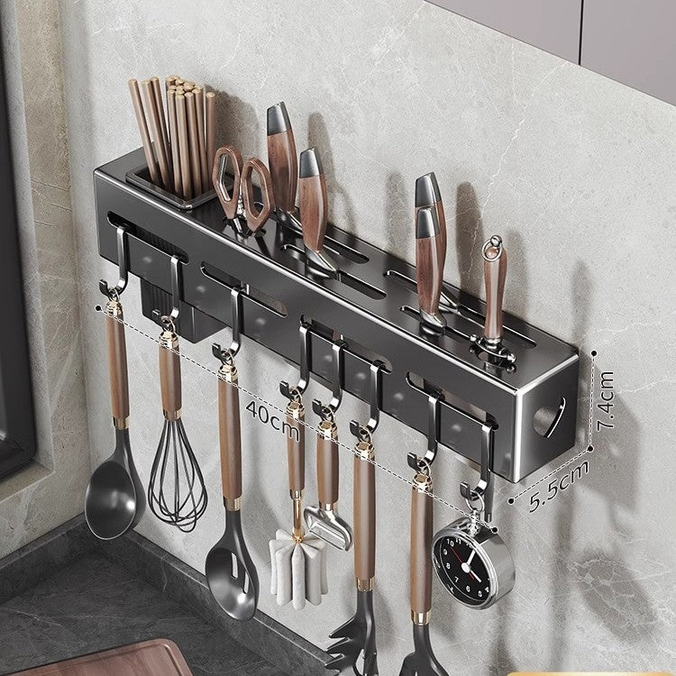Kitchen rack free punching multi-functional home wall-mounted seasoning chopsticks knife holder supplies complete storage rack