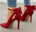 New sweet bow pointed toe shallow single shoes stiletto heels wish foreign trade shoes 40-43 size sized