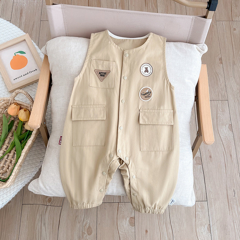 Baby boy clothes onesies, spring clothes, toddlers, 100 days, spring styles, casual Korean version, outing clothes, spring and autumn climbing clothes