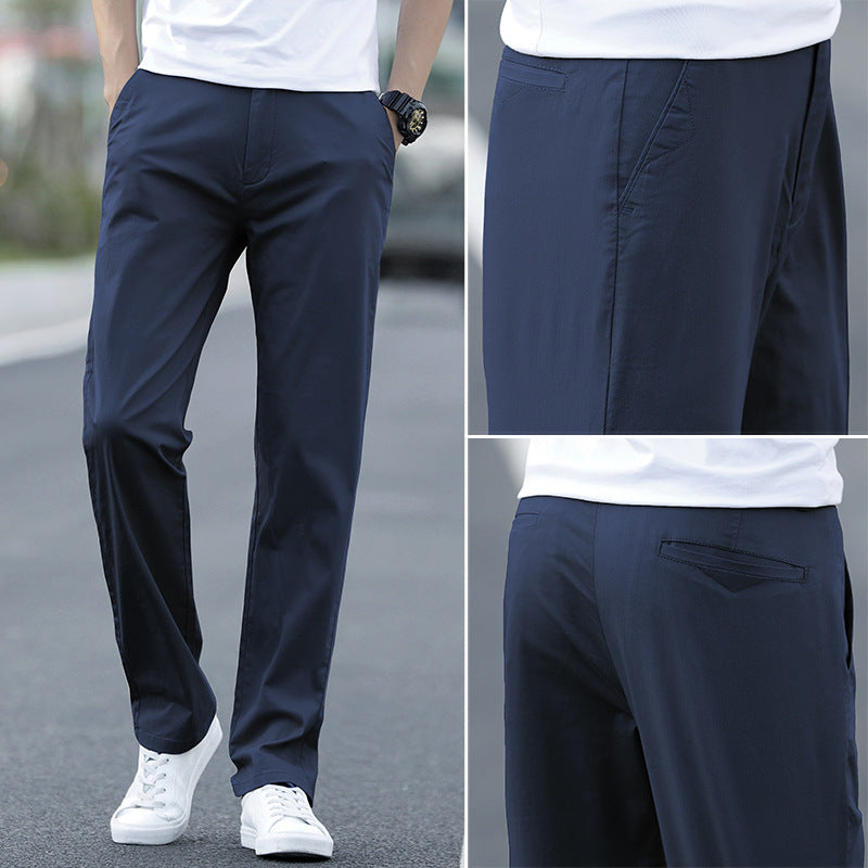 Cotton slacks men's 2025 new straight leg loose pants summer versatile business men's plus size trousers thin