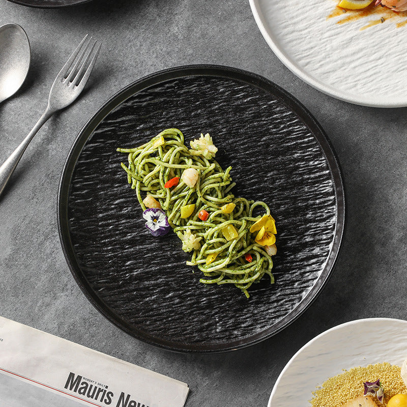 Stone pattern black and white porcelain dishes and tableware household set high-end bowls and plates porcelain combination simple ceramic celadon