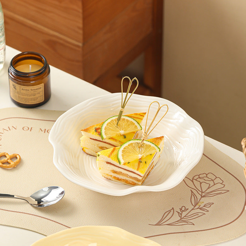 ins style simple high-end plate creative high-value home noodle tableware Western food straw hat ceramic soup plate salad