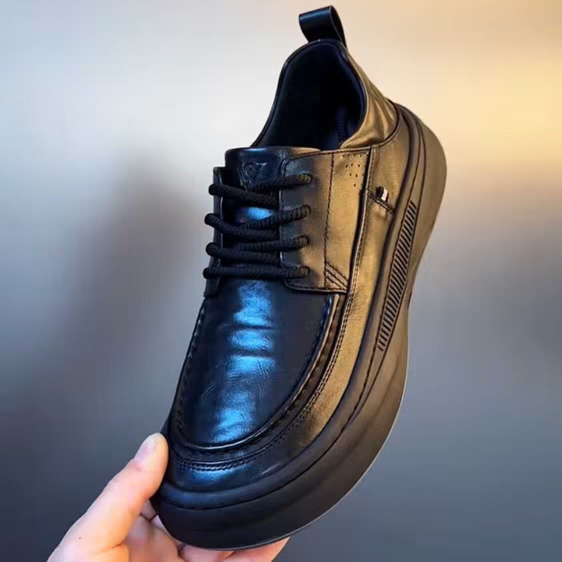 Men's shoes leather spring business casual leather shoes 2024 new trend versatile platform soles anti-slip British style shoes men