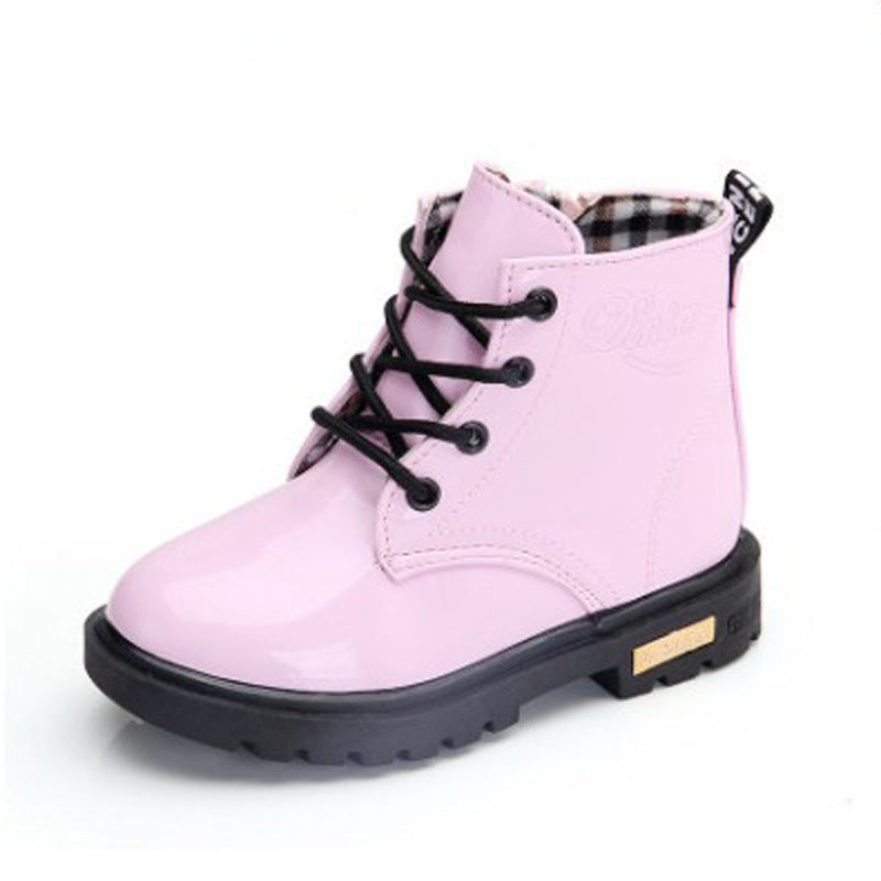 Children's Martin boots 2026 fall/winter Korean version of AliExpress boots warm shoes girls' snow boots boys' leather shoes non-slip