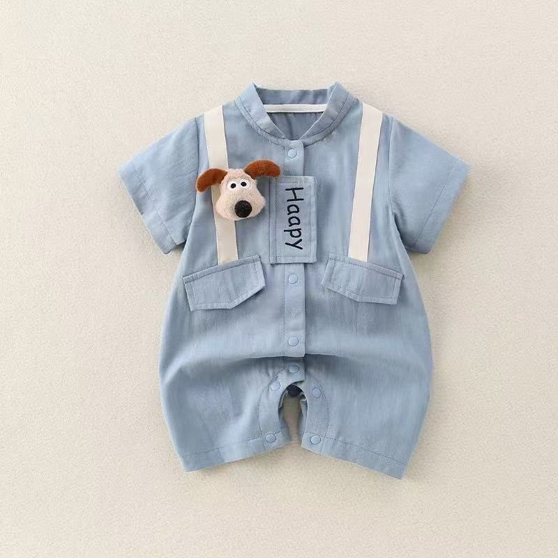 Korean version of baby summer clothes, baby boys, super cute cartoon onesies, baby foreign style, fashion crawling clothes