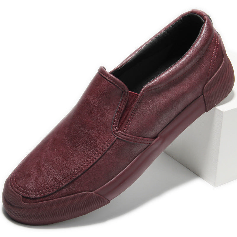 Classic retro men's small leather shoes spring and autumn new breathable casual and versatile one-foot slip trend fashion leather shoes men
