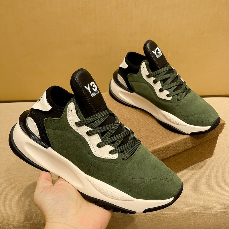 The new trendy brand Y3 Black Samurai Thick-soled Daddy Shoes Men's Tide Versatile Summer Breathable Leather Sneakers Men's Shoes