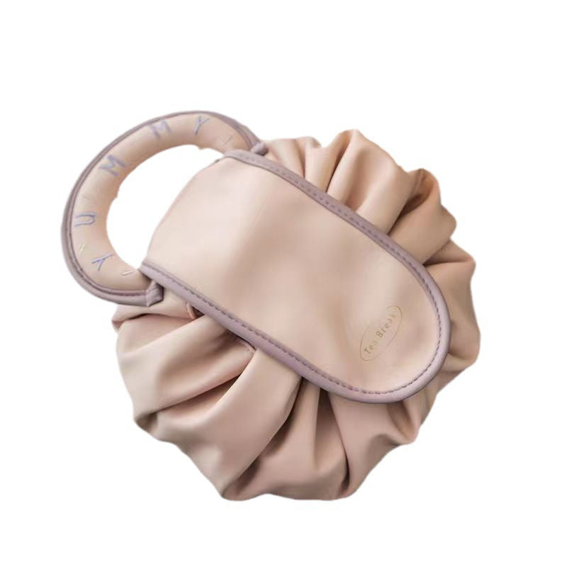 New Lazy Drawstring Cosmetic Bag Women's Portable Waterproof PU Travel Toiletry Bag Handy Storage Bag Box Box Premium