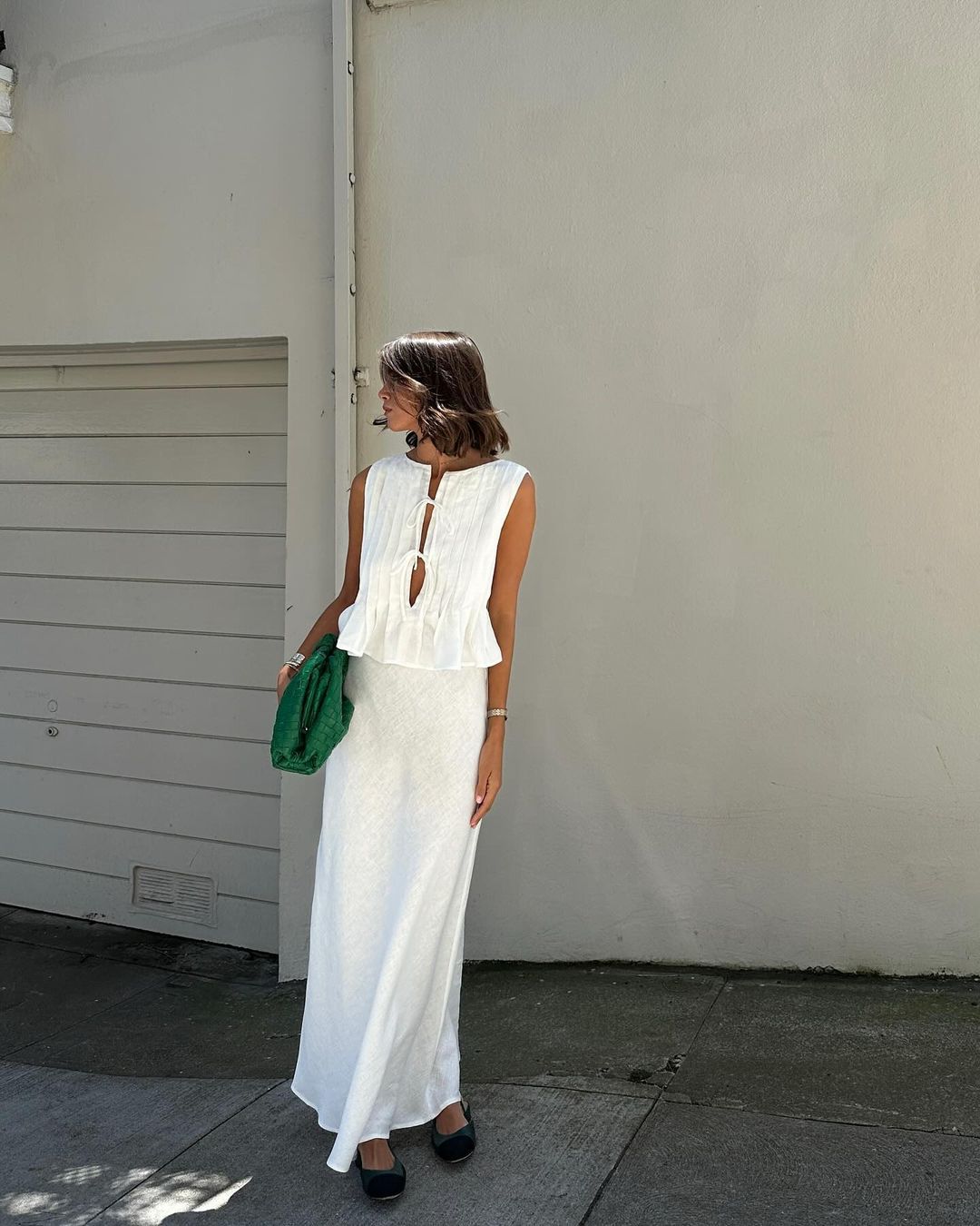 6-color full yard spot European and American cross-border explosive breathable cotton and linen pressed pleated sleeveless strappy blouse high street long skirt