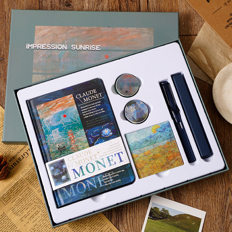 European and American style oil painting handbook set Creative Van Gogh Monet gave students a gift art handbook gift box