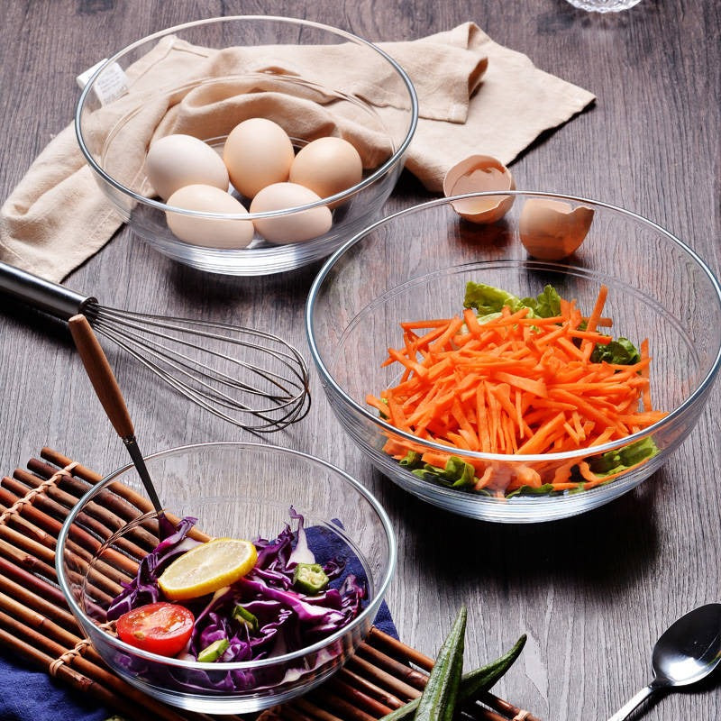 Lizun Clear Glass Vegetable Salad Bowl Set Single Japanese Style Lead-Free Glass Bowl Household Soup Bowl Fruit Bowl Wholesale