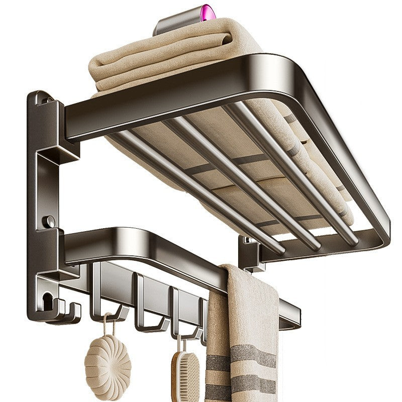 Gun ash towel rack non-punch toilet five-piece set shelf space aluminum toilet high-end bathroom bath towel rack