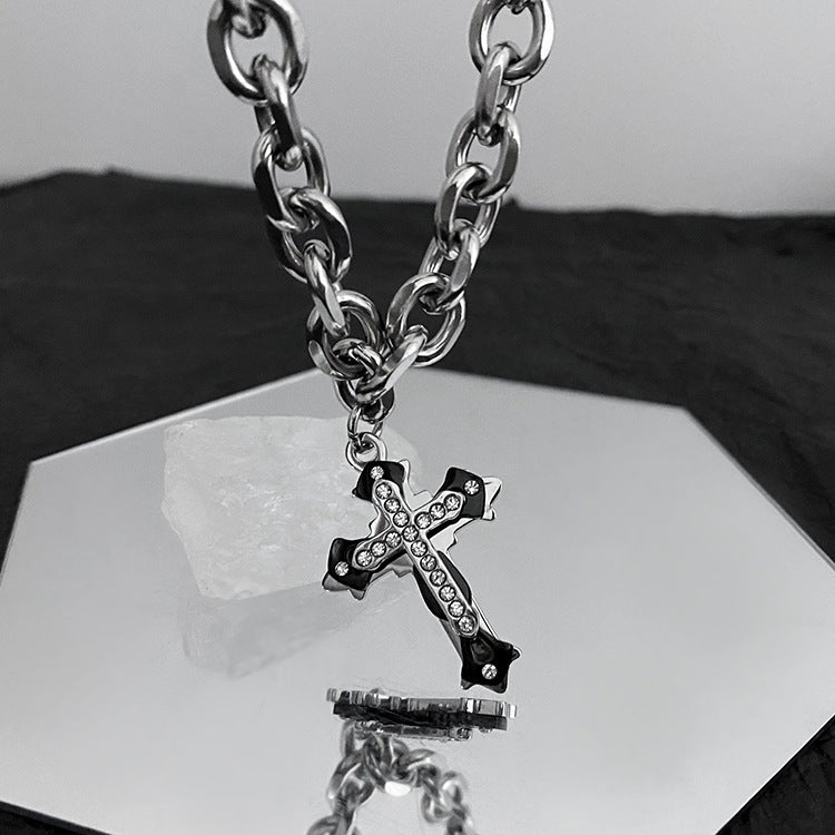 Men's equatorial cross necklace, men's trendy hip-hop, high-end fashion brand, versatile charms, men's niche design accessories