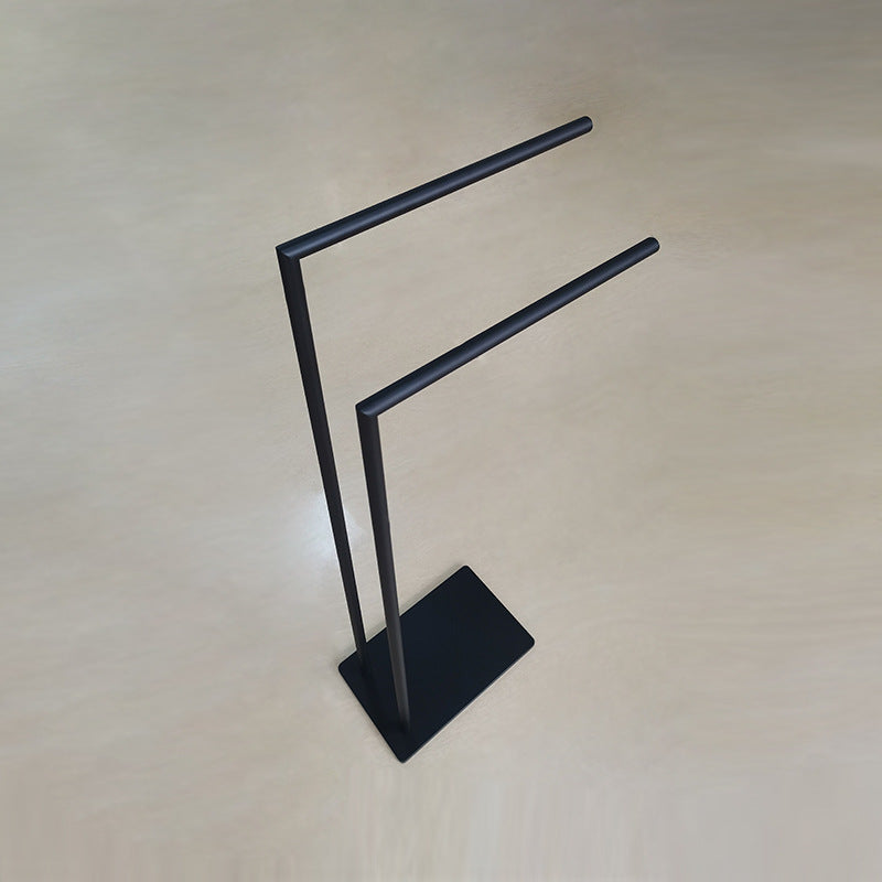 Bathroom Black Floor Towel Rail No Punching Toilet Bathtub Side Double Vertical Bar Stainless Steel Bath Towel Rack Removable