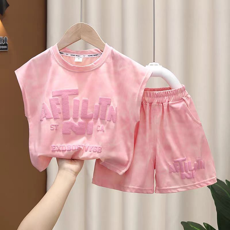 Boys' summer suit 2025 new foreign style summer thin clothes summer baby sleeveless vest two-piece set trend