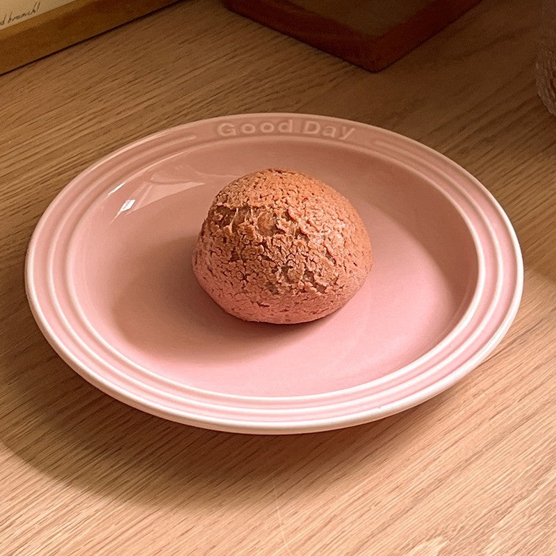 ins style relief letter plate creamy style milk Western food pasta steak dessert cake plate has good texture and appearance