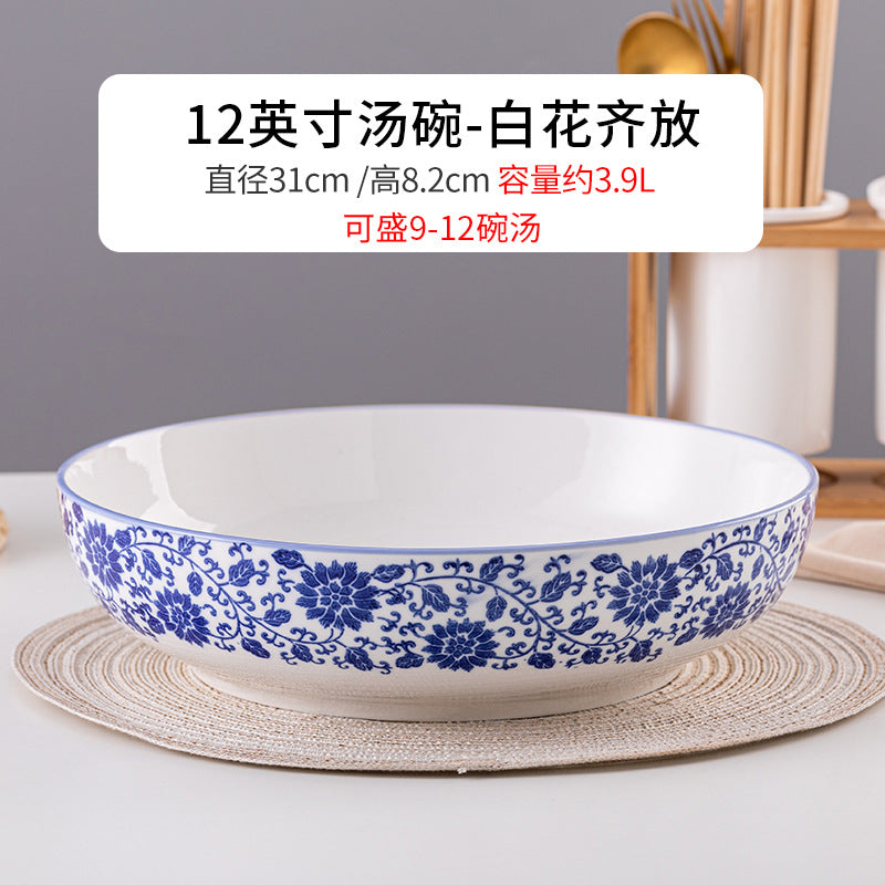 Pure white big soup bowl