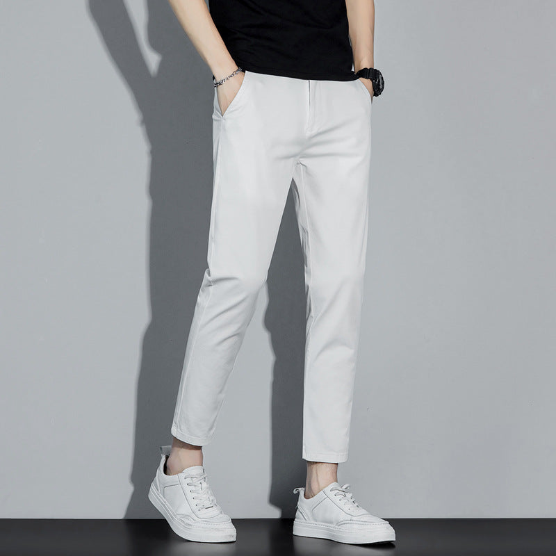 Men's slacks, cropped pants, boys' fashion, student pants, solid color trousers, men's trousers, 988 188