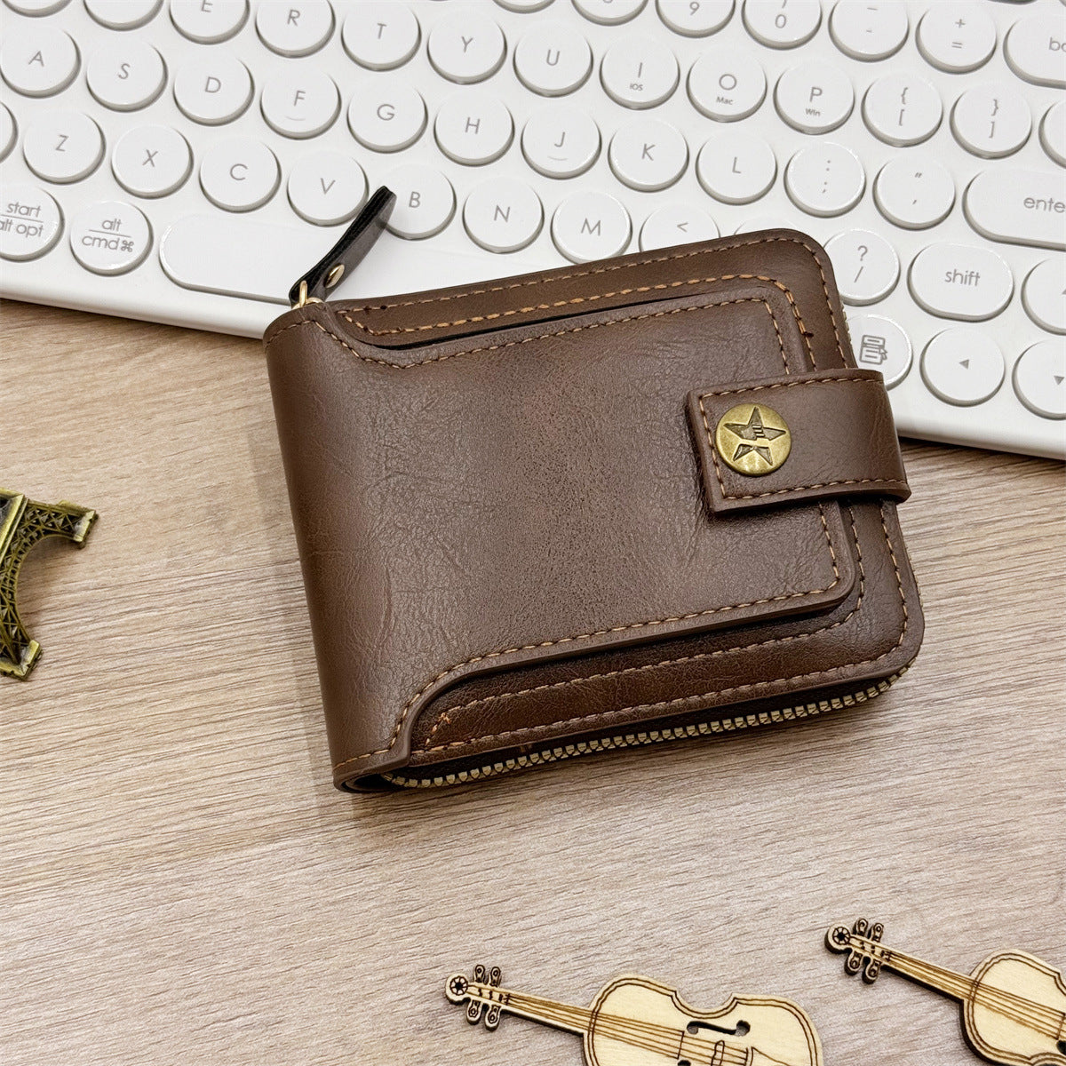 Cross-border hot selling retro men's wallet change storage Amazon explosive spot large capacity short zipper wallet