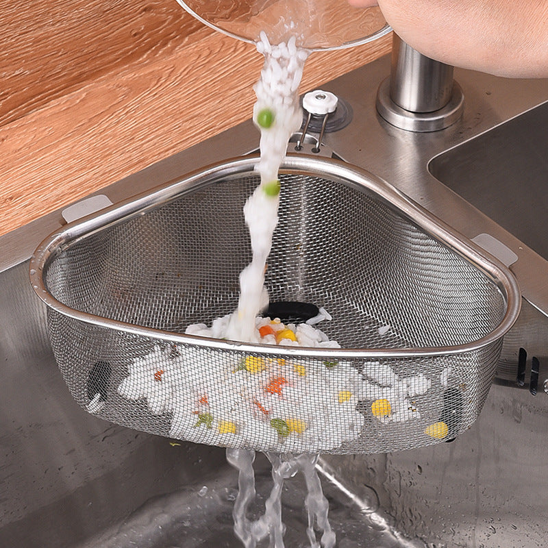 Drain basket stainless steel kitchen supplies household sink hanging non-perforated storage shelf multi-functional drip basket