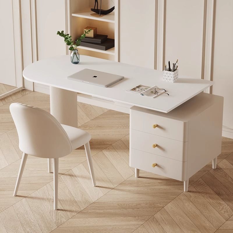 Italian cream style living room, large long desk, light luxury, modern simple rock slab desk chair, study island, computer desk