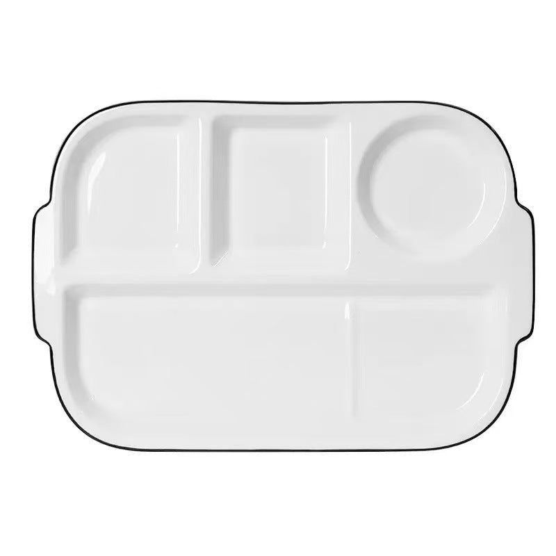 Simple ceramic partition dinner plate creative home children's breakfast plate adult fat loss quantitative compartment dinner plate fruit plate