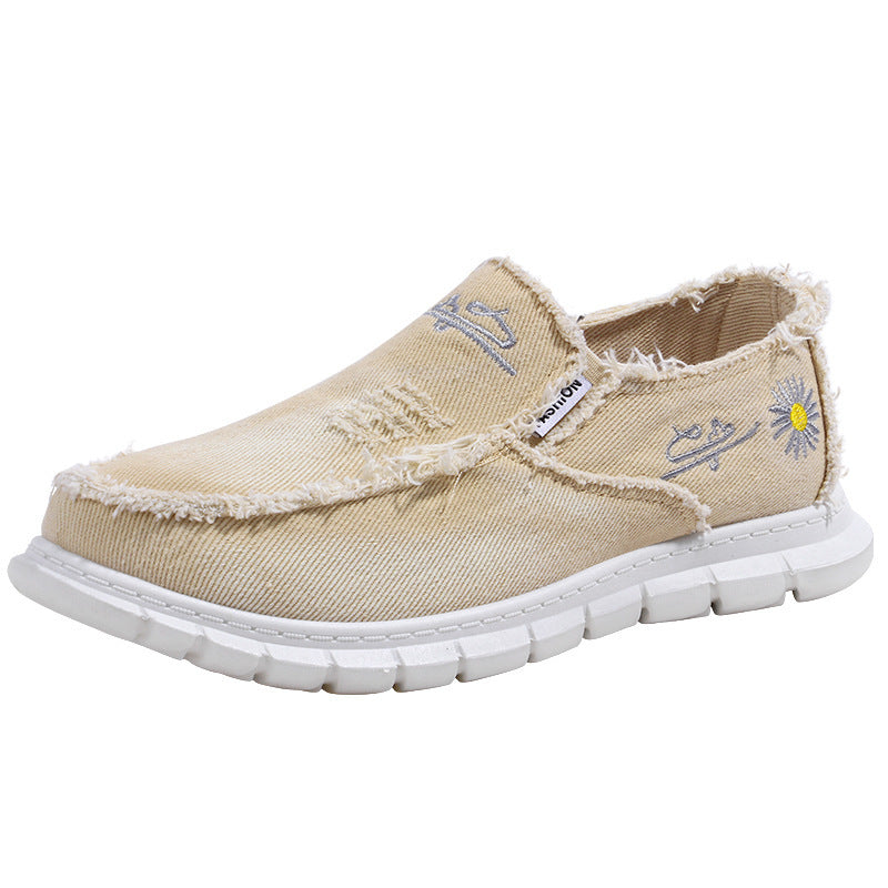 Summer new fashion beggar's canvas shoes men's breathable casual old Beijing cloth shoes lazy one foot work shoes