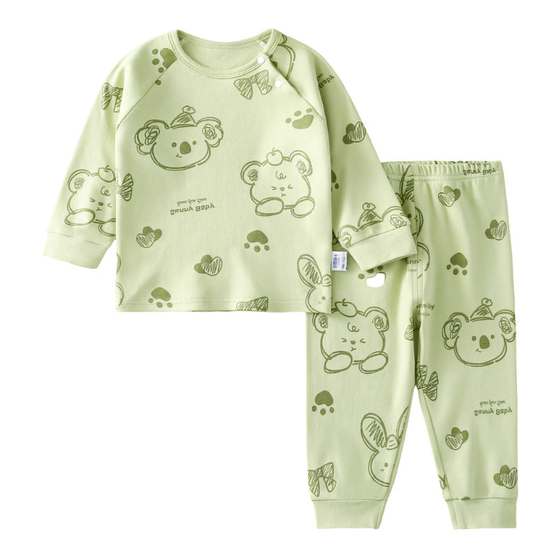 Baby Set Spring Wear 2024 New Kids Children's Clothes Boys Casual Suit Girls Pajamas Split Loungewear