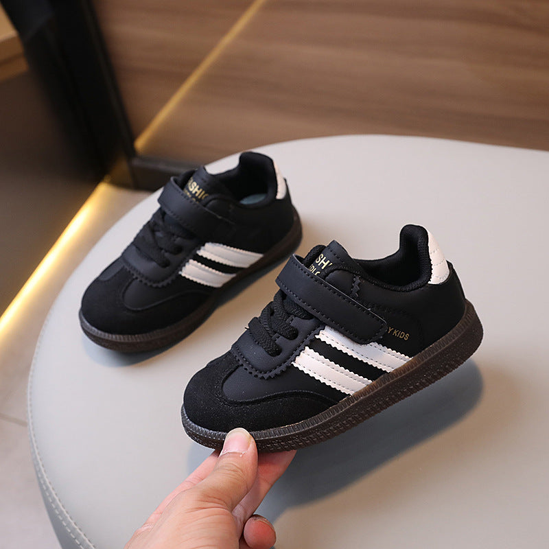 Children's sports shoes, spring and autumn, new boys' soft-soled color-blocked board shoes, girls' moral training shoes, casual running shoes, white shoes