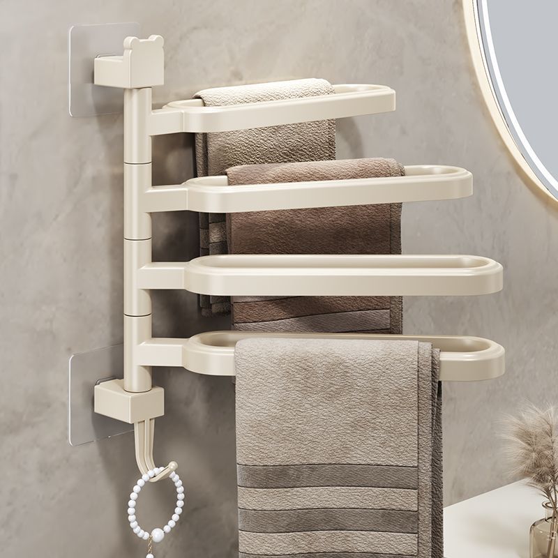 Bathroom rotating towel rack wall mounted punching-free slipper rack hanging bar bathroom storage rack multi-pole hanger artifact