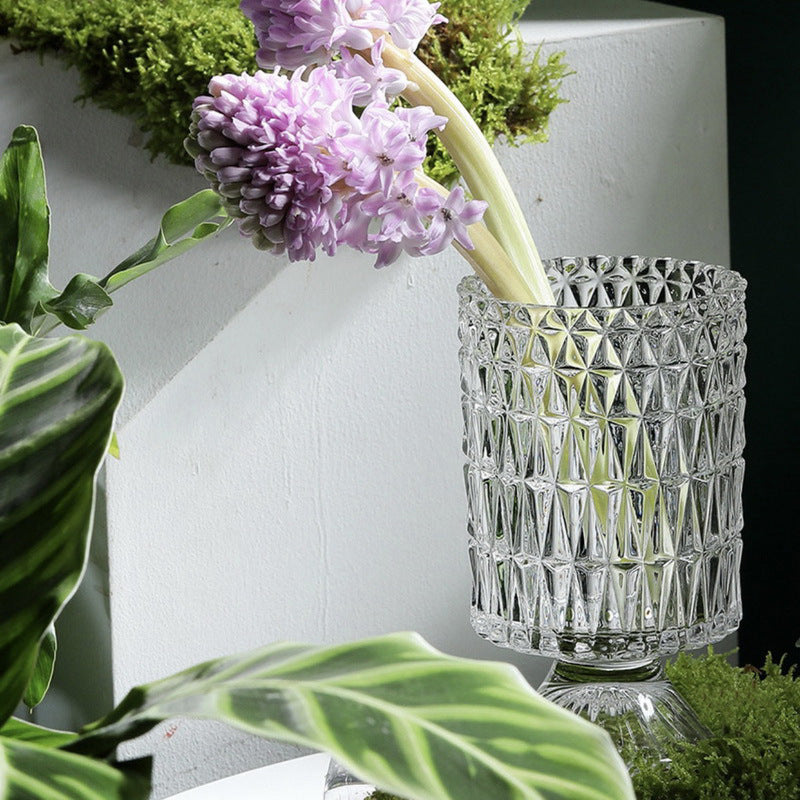 Creative tall transparent vase European vertical bar glass thickened crystal home decoration table ornament glass tube