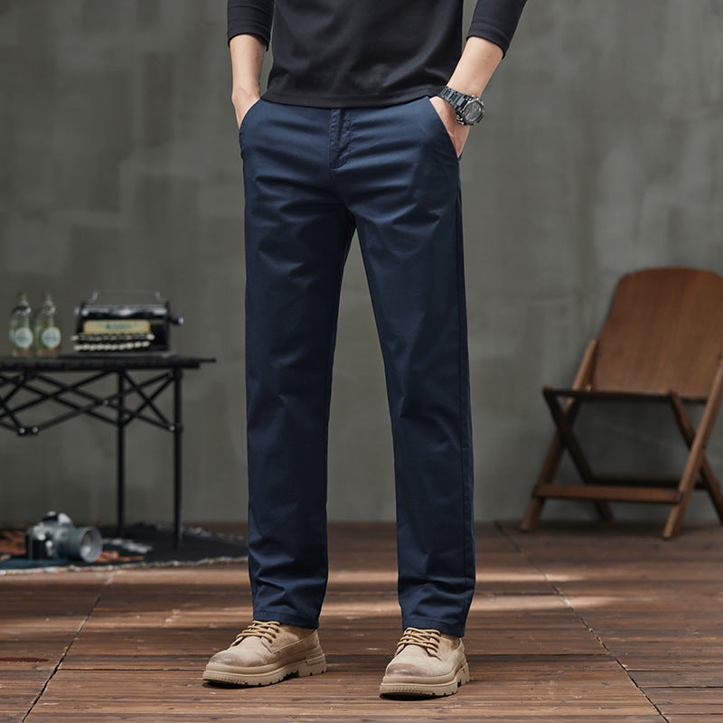 Men's Cotton Slacks Straight Business Loose Trend 2025 Summer New High-end Breathable Versatile Pants Men