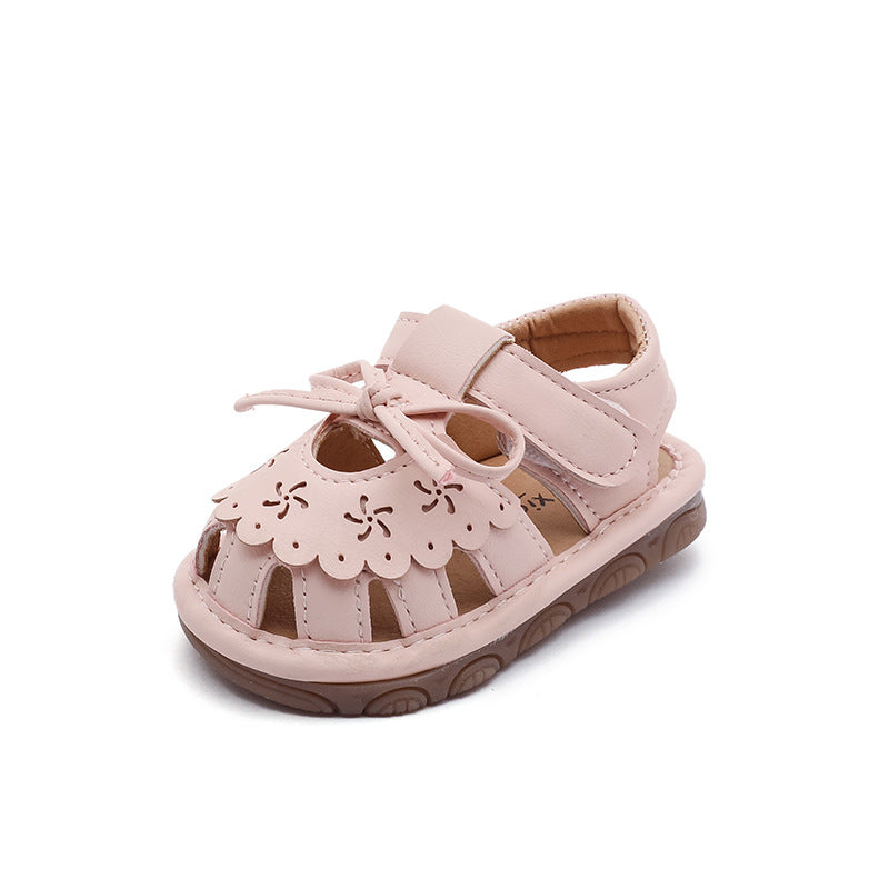 Baby girl princess shoes spring and summer 0-1 years old 2 bag head call sandals soft-soled baby toddler shoes children's hollow list