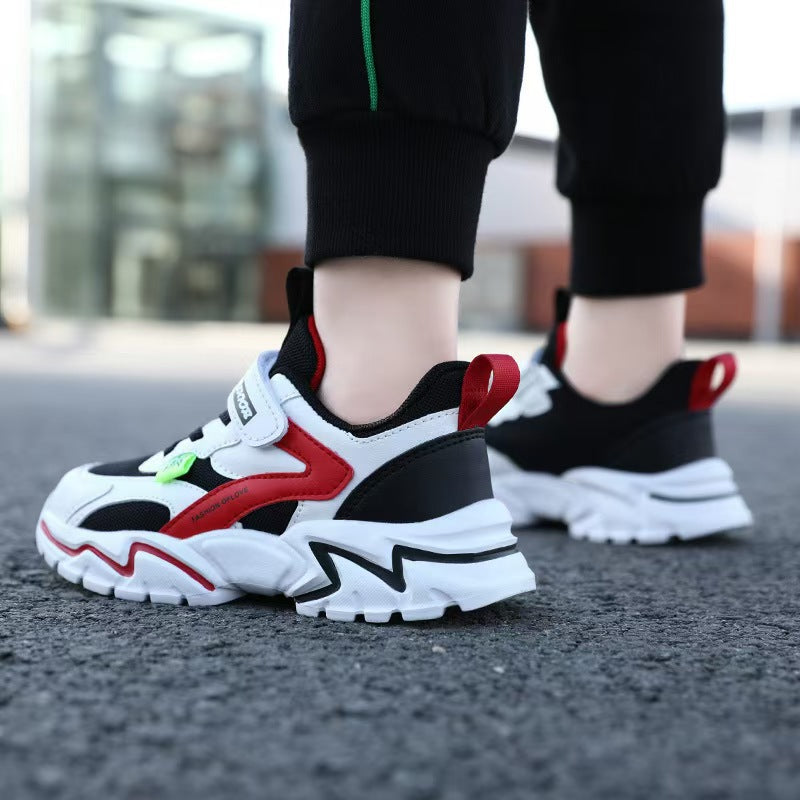 Boys' shoes spring 2025 new mesh breathable medium and large children's soft soles lightweight elementary school running children's sneakers