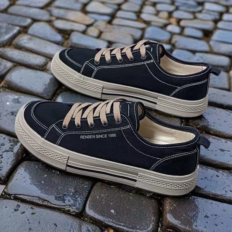 Canvas shoes men's 2025 new spring men's shoes versatile casual black and brown sports thick-soled thin single shoes on behalf of X