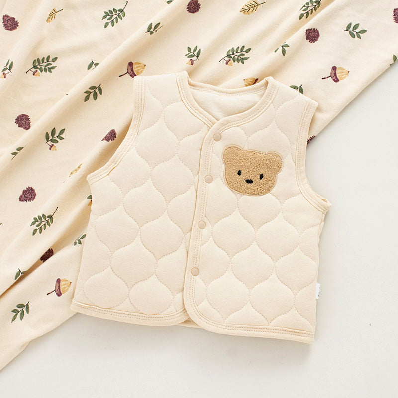 Vest baby vests, male and female babies in winter, thickened warm belly protection, children's coats, ins, wear pure cotton jackets