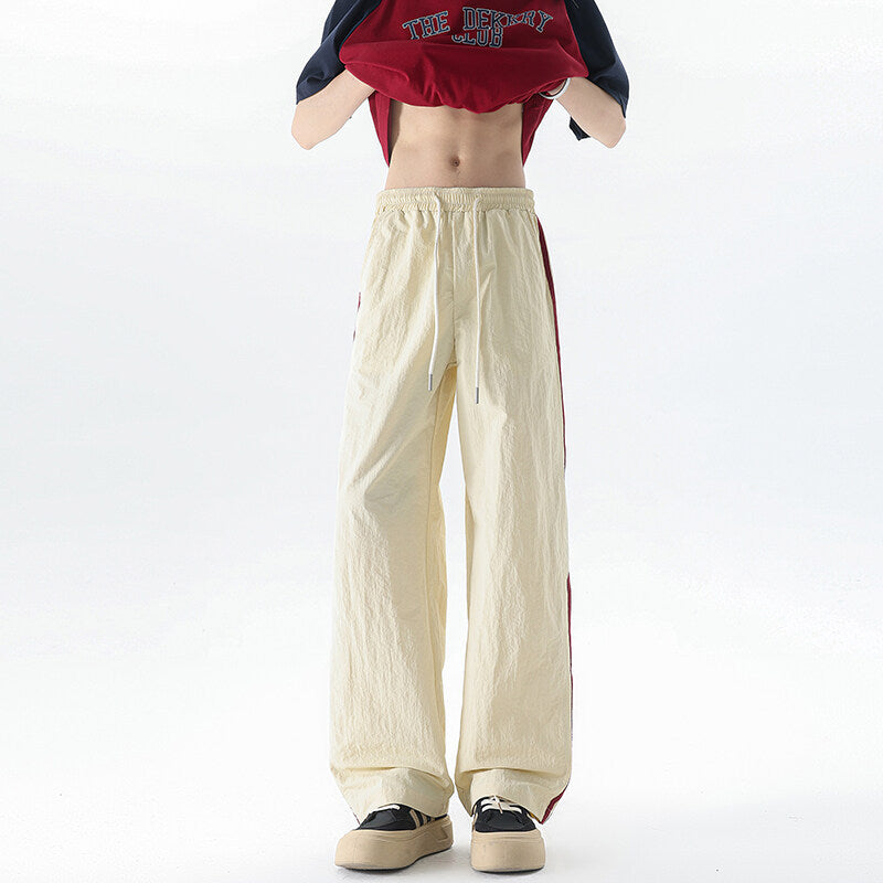 190 tall extended ice silk sweatpants men's summer thin 2m teen loose straight leg wide-leg slacks