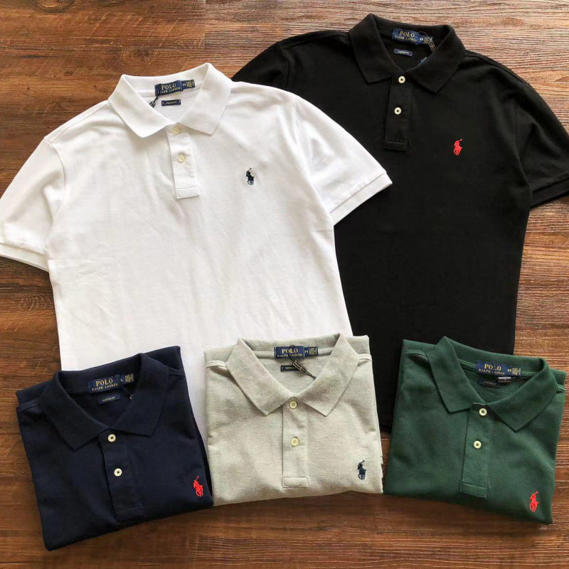 Paul Pony Logo Men's Short Sleeve Cotton Polo Shirt With Collared T-Shirt Large Size Loose Embroidered Lapel Men's Half Sleeve