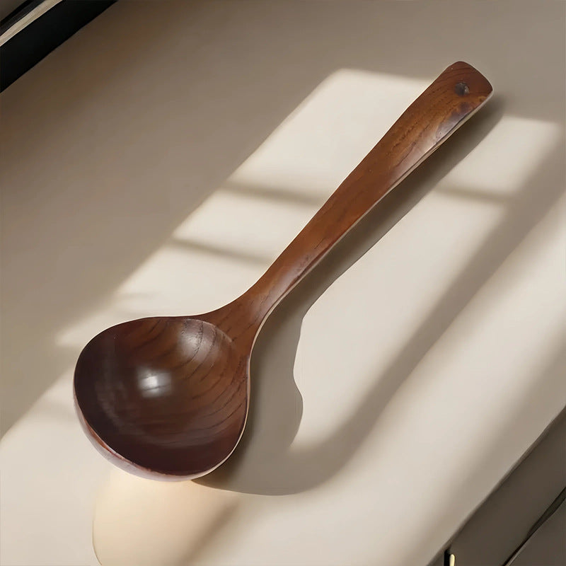 Factory wholesale engravable wooden soup spoon for porridge spoon household kitchen utensils large tablespoon hot pot spoon solid wood long handle spoon