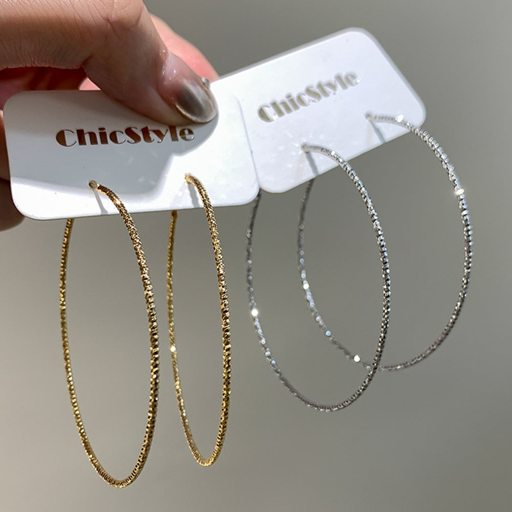 European and American ins exaggerated metal big circle circle thin hoop earrings fashionable hipster ear circle personality street earrings women