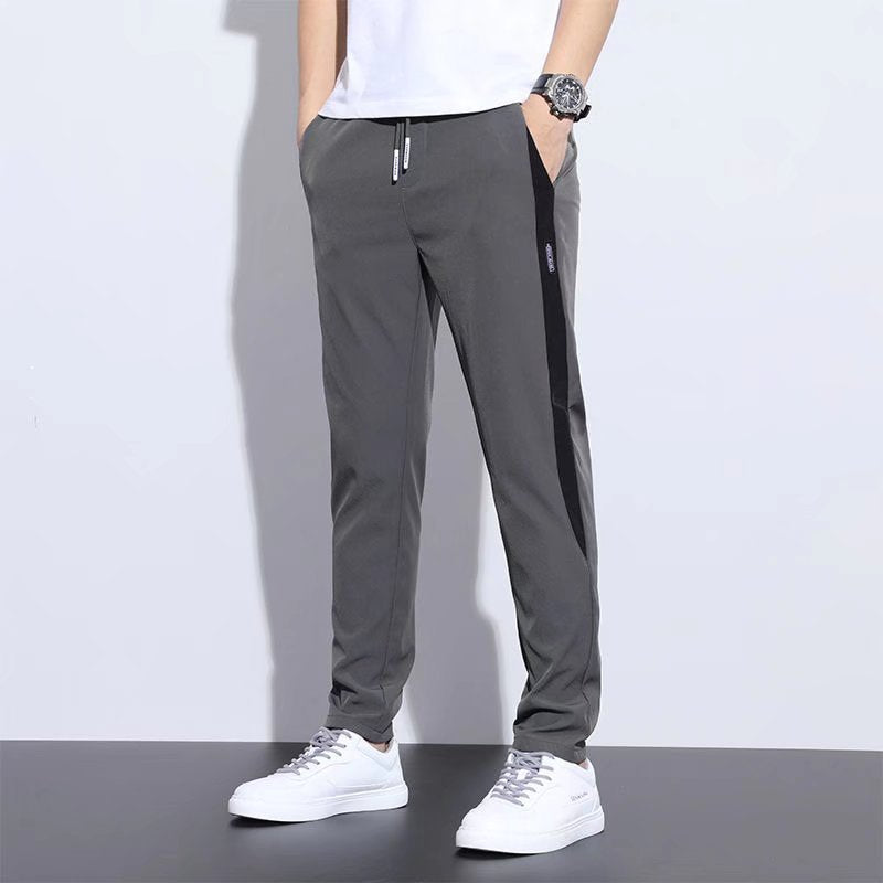 Men's casual trousers, oversized straight-leg pants, and Korean slim pants for summer new thin ice silk work