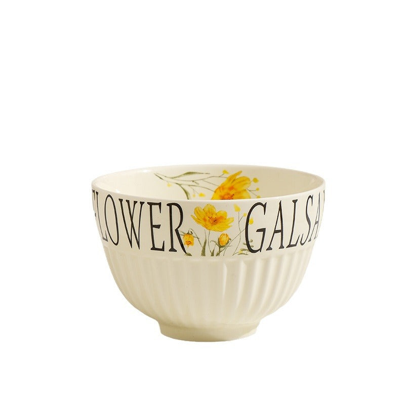 Ceramic tableware, household rice bowls, cream wind dessert bowls, round soup bowls, high temperature resistance, thickening, anti-scalding, wholesale gifts