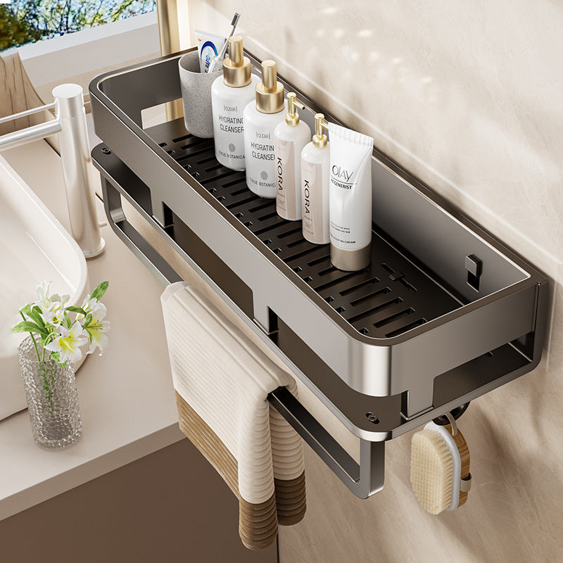 Bathroom wall storage hangers, non-perforated toiletries, wall-mounted shelves, gun gray bathroom shelves