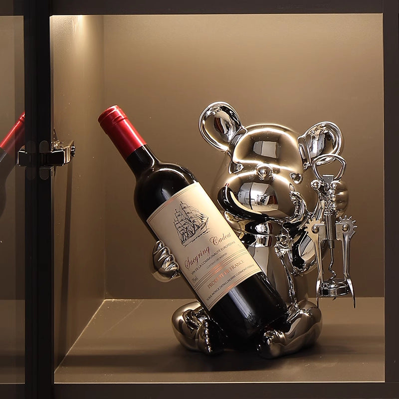 Violent bear red wine rack ornaments, light luxury, high-end home, living room, sideboard, wine cabinet decorations, high-end soft decoration
